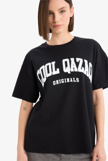 Oversize Fit Crew Neck Printed Short Sleeve T-Shirt