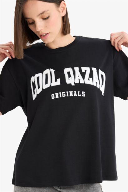 Oversize Fit Crew Neck Printed Short Sleeve T-Shirt