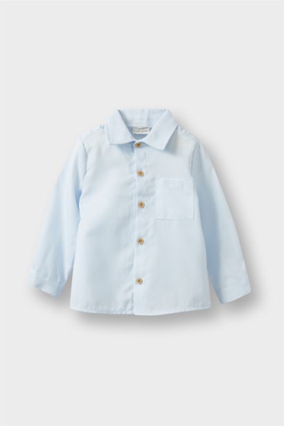 Baby Boy Shirt Collar Oxford Long Sleeve Shirt