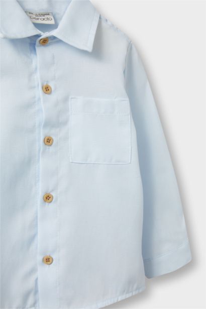 Baby Boy Shirt Collar Oxford Long Sleeve Shirt