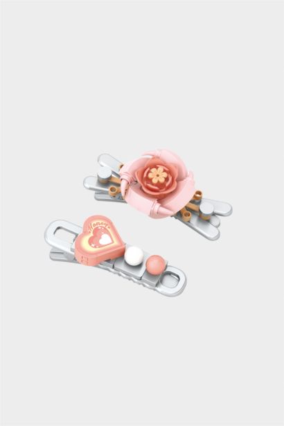 مشبك شعر بناتي فلورال - قطعتين