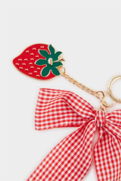 Женский Брелок с Шармом в Виде Клубники и Красной Лентой