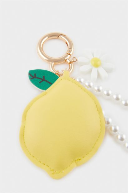 Woman Lemon and Daisy Charm Keychain