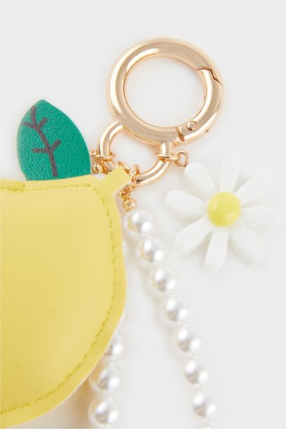 Woman Lemon and Daisy Charm Keychain