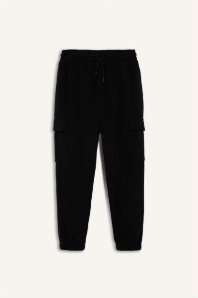 Regular Fit Drawstring Waist Fleece Cargo Sweatpants