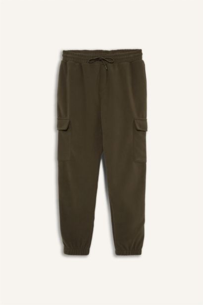 Regular Fit Drawstring Waist Fleece Cargo Sweatpants