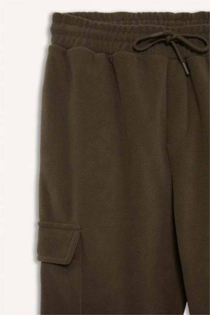 Regular Fit Drawstring Waist Fleece Cargo Sweatpants