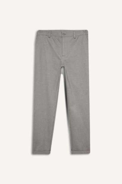 Straight Fit Combed Cotton Trousers