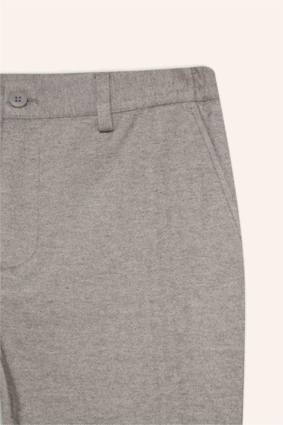Straight Fit Combed Cotton Trousers
