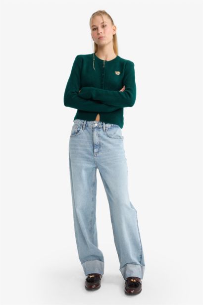 جاكيت صوف سليم فيت بياخة مستديرة