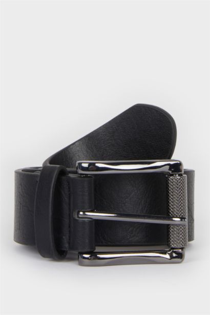 Man Rectangle Clasp Faux Leather