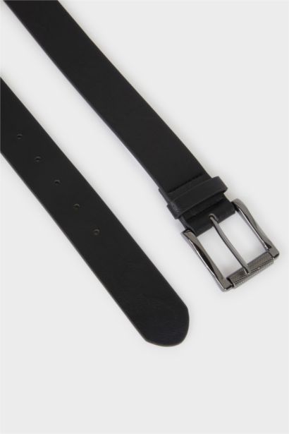 Man Rectangle Clasp Faux Leather