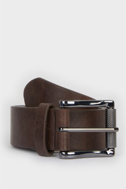 Ceinture en similicuir à boucle rectangulaire pour homme
