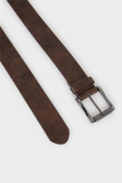 Ceinture en similicuir à boucle rectangulaire pour homme