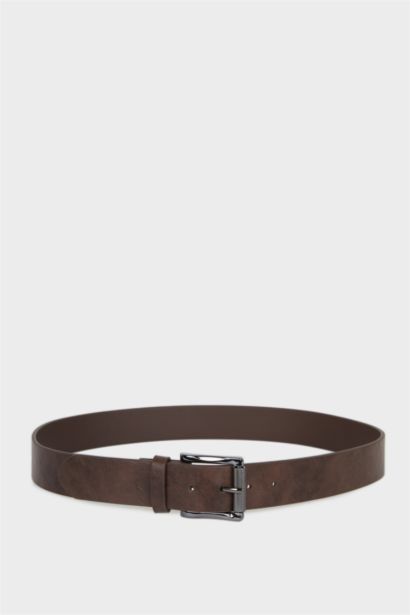 Ceinture en similicuir à boucle rectangulaire pour homme