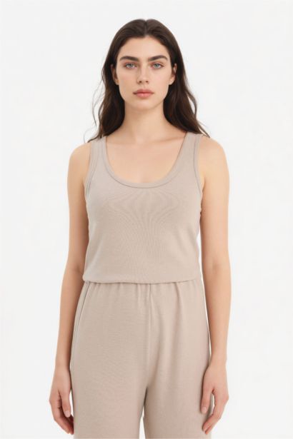 Loose Fit Knitwear Look Tank Top