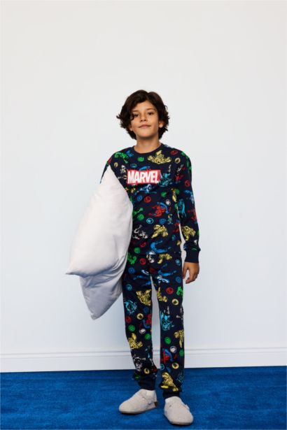 %100 Pamuklu Marvel Comıcs Beli Lastikli Pijama Takımı Erkek Çocuk