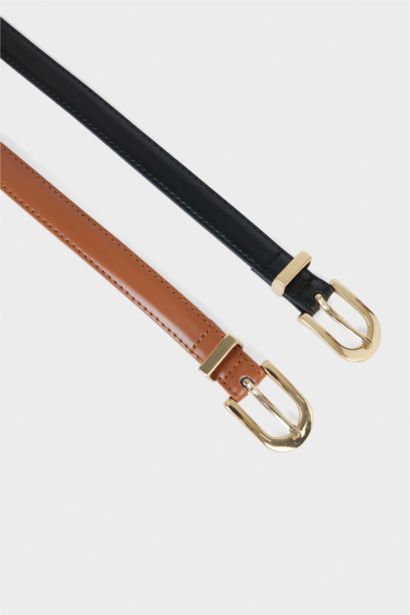 Kadın Suni Deri 2'li Günlük Kemer