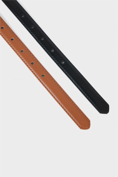 Kadın Suni Deri 2'li Günlük Kemer