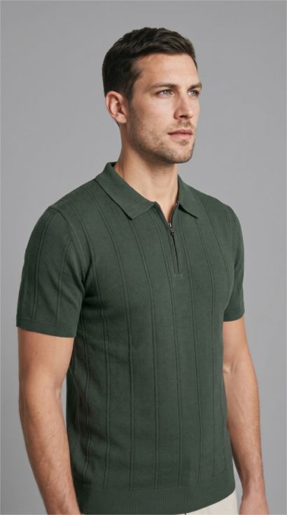 Standard Fit Knit Short Sleeve Polo T-shirt