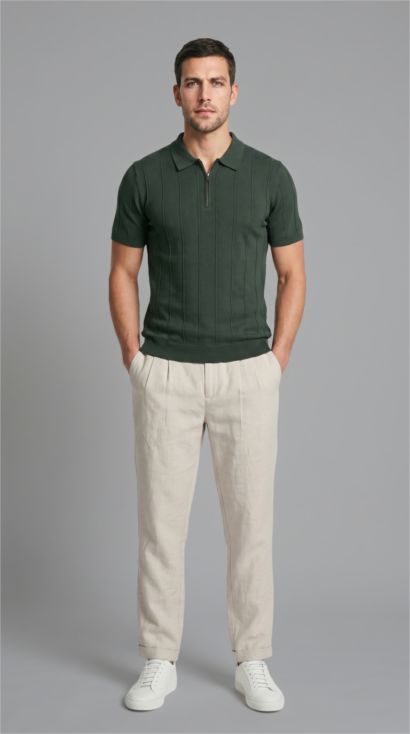 Standard Fit Knit Short Sleeve Polo T-shirt