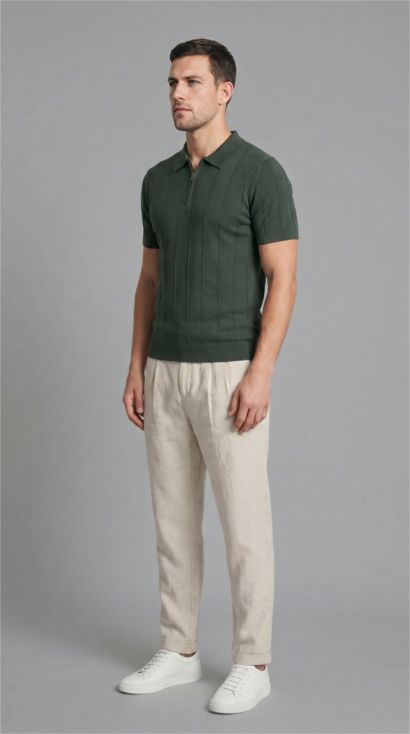 Standard Fit Knit Short Sleeve Polo T-shirt