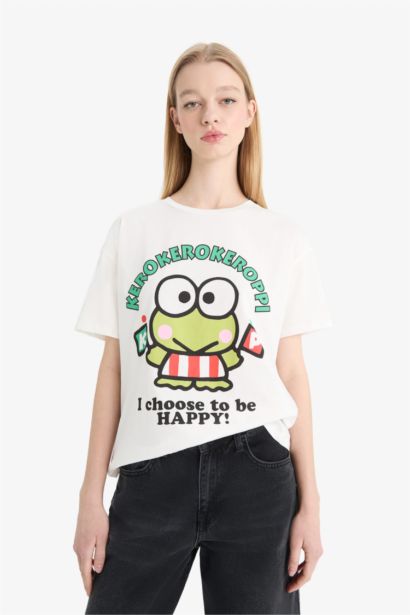 %100 Pamuk Hello Kitty Oversıze Sırt Baskılı Tişört