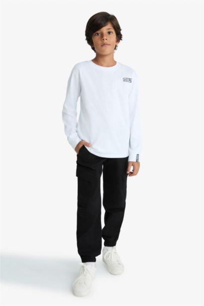 Boy Jogger Fit Gabardine Cargo Trousers