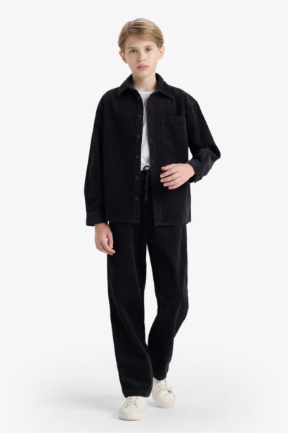 Boy Regular Fit Velvet Straight Trousers