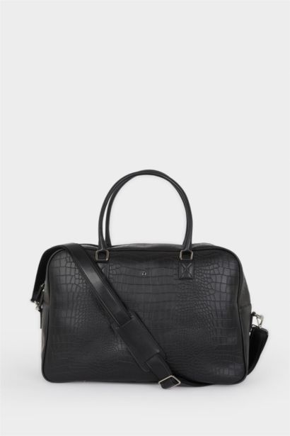 AtolyeWolf x DeFacto Erkek Kroko Desenli Suni Deri Bavul