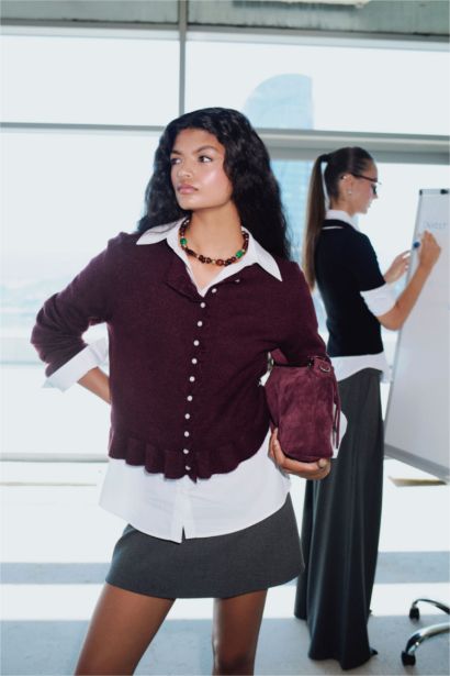 Регулярный крой с круглым вырезом трикотажный кардиган