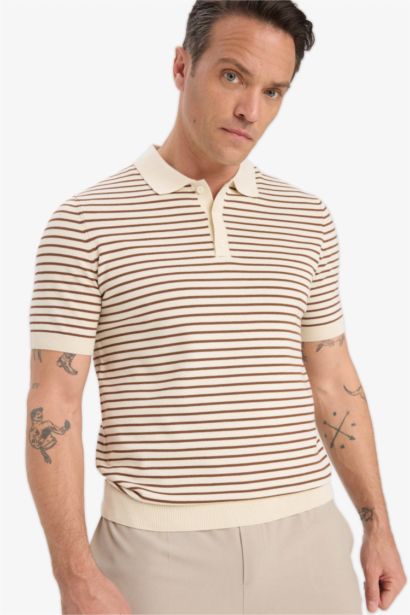 Стандартная посадка, трикотажная рубашка-поло с коротким рукавом