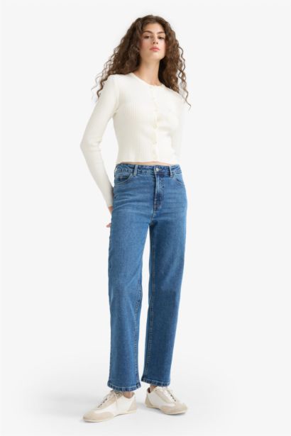 Джинсы Comfort Straight с высокой талией, прямыми штанинами и стандартной длиной