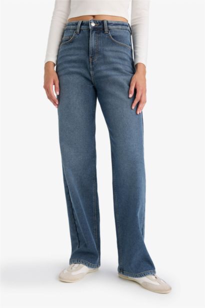 Relax Fit High Waist Straight Leg Long Jeans