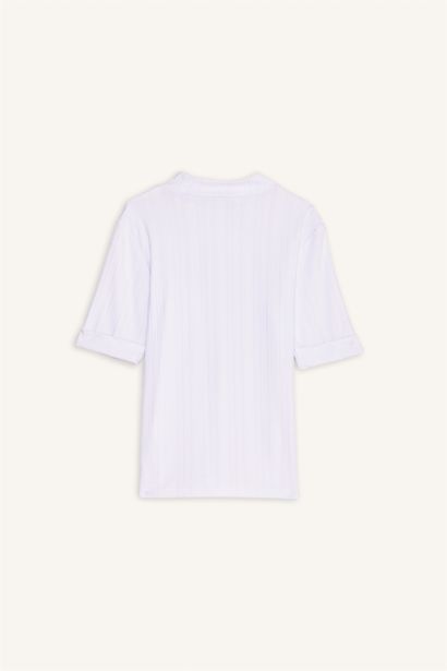 Yarım Balıkçı Yaka Fitilli Kaşkorse Tişört