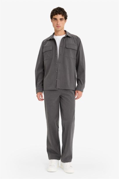 بنطرون مخمل مضلع وايد ليج وايد ليج