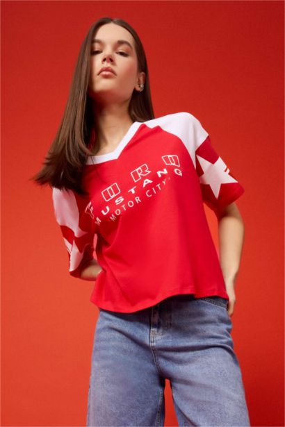 %100 Pamuk Ford Motor Company Oversıze V Yaka Tişört