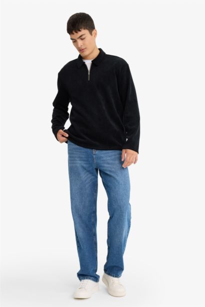 Sweat à col polo demi-zip Coupe régulière