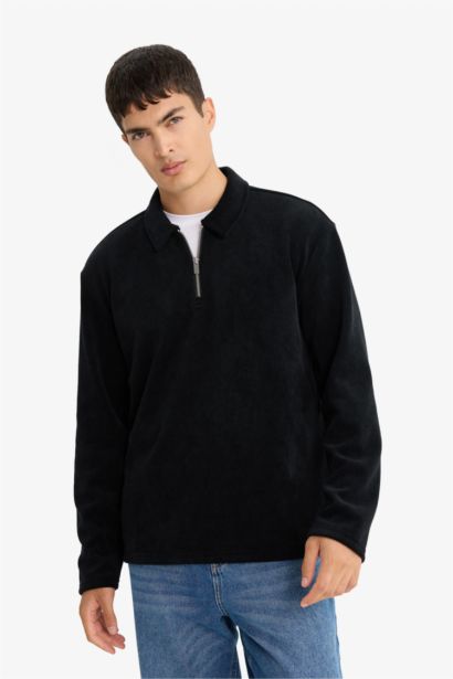 Sweat à col polo demi-zip Coupe régulière