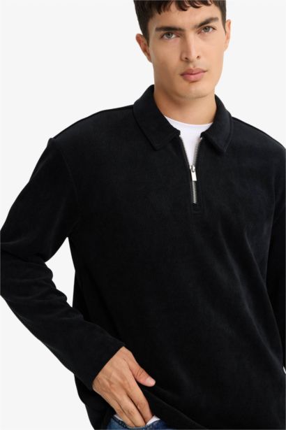 Sweat à col polo demi-zip Coupe régulière