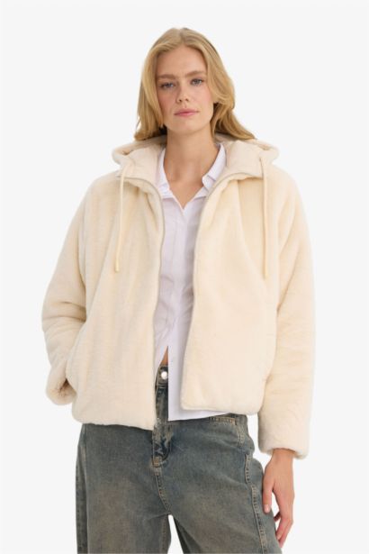 Su Geçirmez Regular Fıt Kapüşonlu Suni Kürk Astarlı Mont