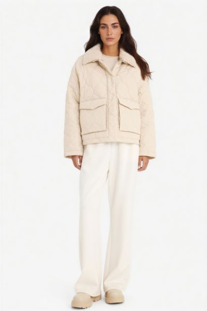 Regular Fıt Polo Yaka Polar Astarlı Mont