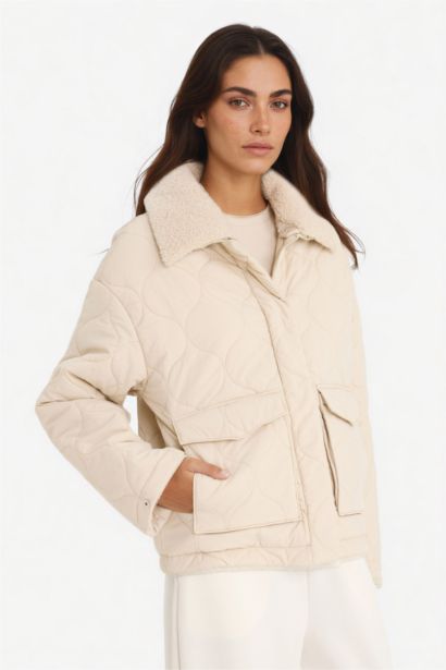 Regular Fıt Polo Yaka Polar Astarlı Mont