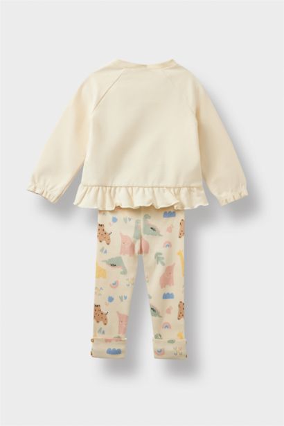 Baby Girl Animal Print Sweatshirt Fabric 2 Piece Set