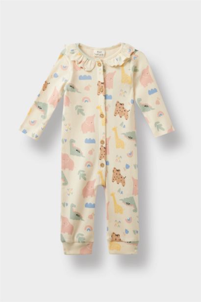 Baby Girl Newborn Animal Printed Corduroy Jumpsuit