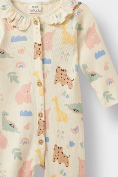 Baby Girl Newborn Animal Printed Corduroy Jumpsuit