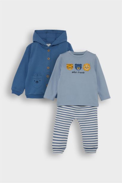 Baby Boy Printed T-Shirt Bottoms Set - 3 Pieces 