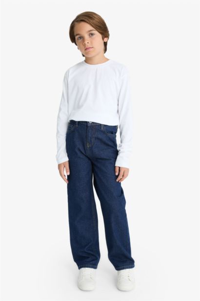 Wide Leg Düz Paça Jean Pantolon Erkek Çocuk