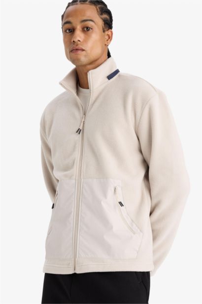 Standard Fit High Neck fleece Cardigan