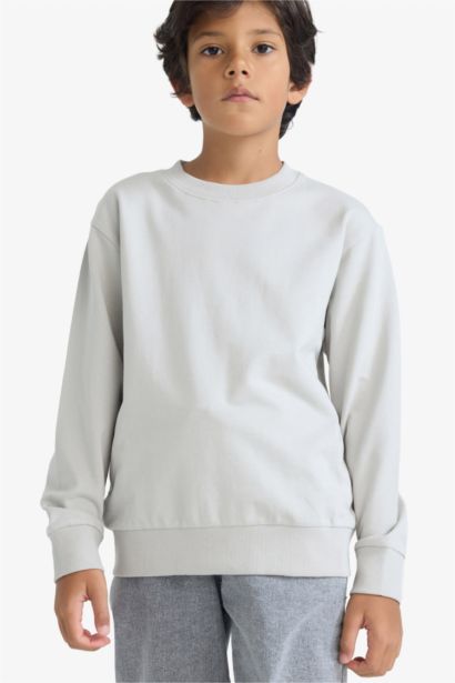 سويت شيرت ولادي بيزك سادة قصة عادية بياخة مستديرة